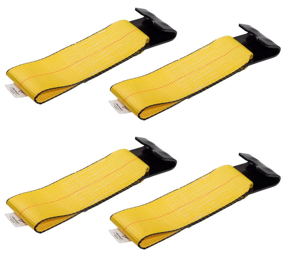4 Paack 4Inch x 11Inch Fixed End Tie Down Strap with Flat Hook and Bolt Loop - Replacement Ratchet Straps 5,400 lbs Working Load Limit, Heavy Duty 4 Inch Ratchet Straps