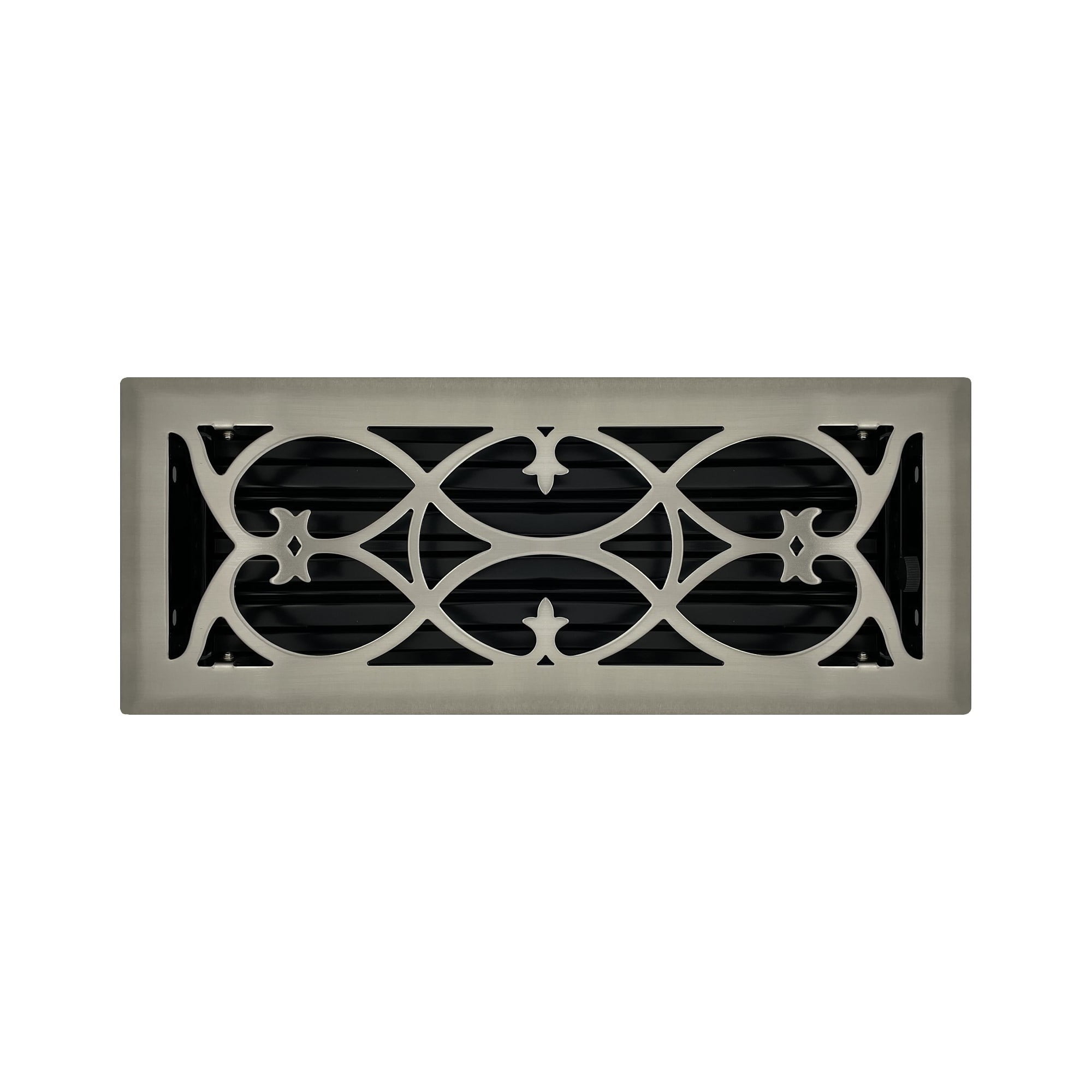 4" x 12" Brushed Nickel Victorian Style Floor Register - Decorative Vent Cover