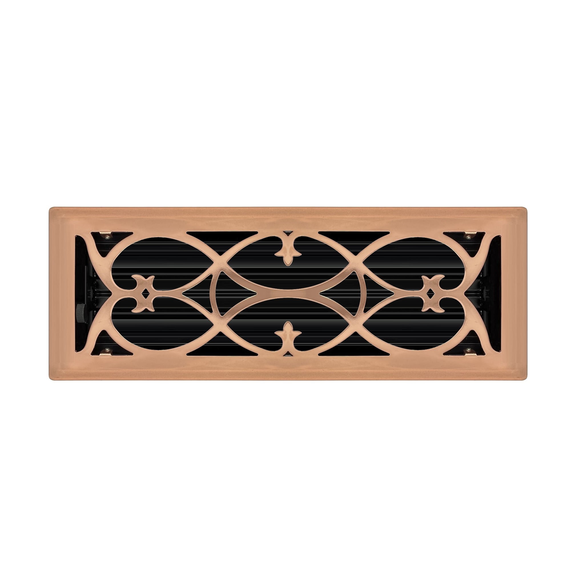 4" x 12" Copper Plated Victorian Style Floor Register - Decorative Vent Cover