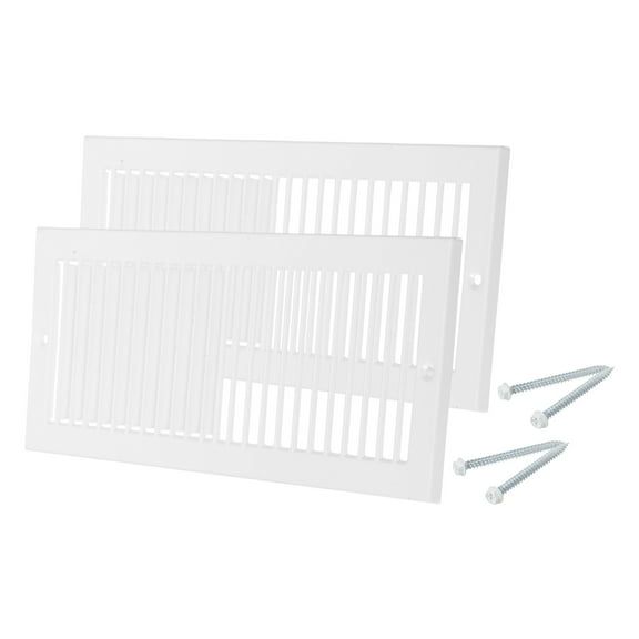 4" x 12" Duct Opening Vent Cover, 2 Pcs Toe Kick Vent Cover HVAC for Wall Floor, White-Outer Size: 5.4" x 13.4"