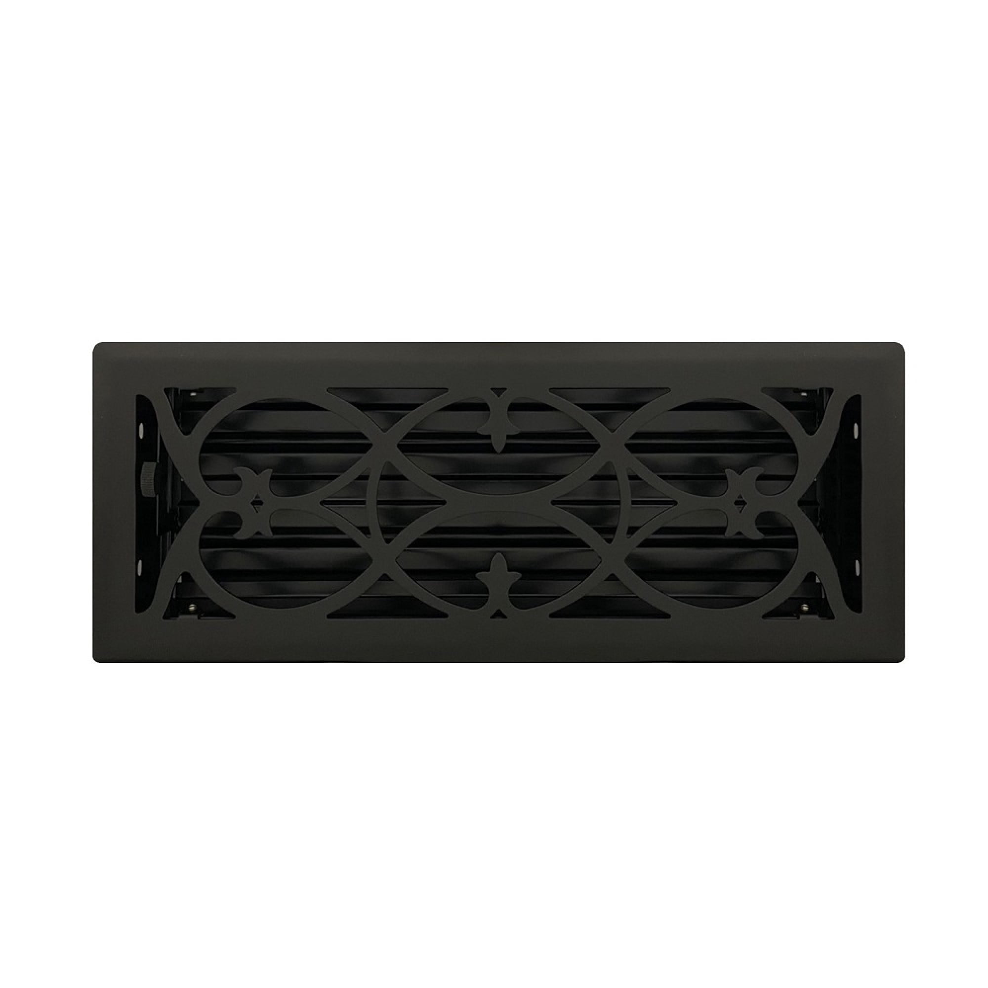4" x 12" Flat Black Victorian Style Floor Register - Decorative Vent Cover