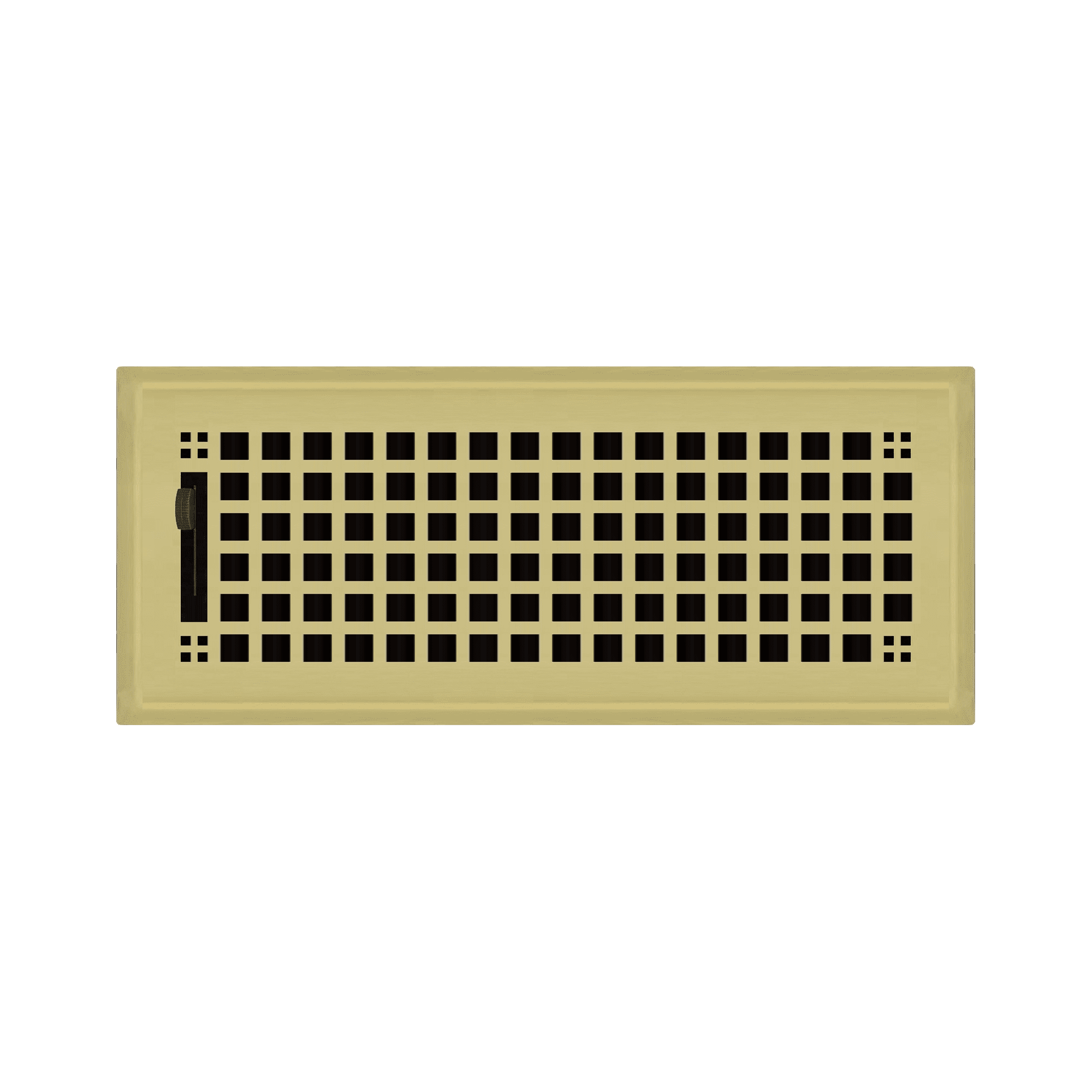4" x 12" Polished Brass Rockwell Style Floor Register - Decorative Vent Cover