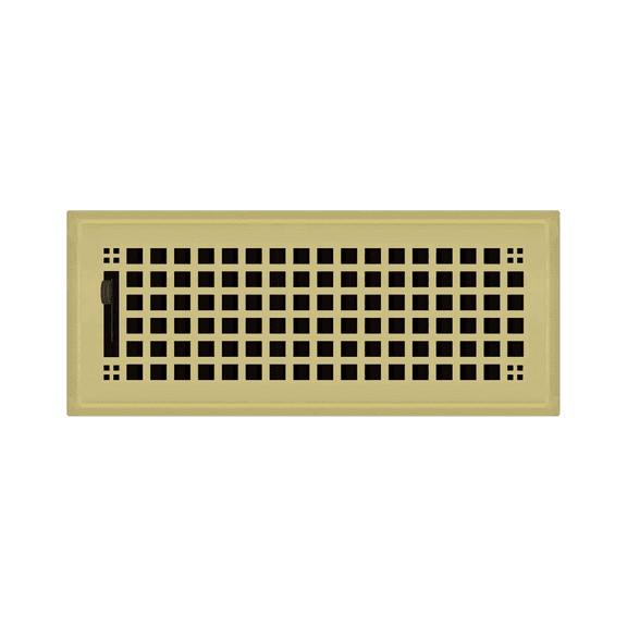 4" x 12" Polished Brass Rockwell Style Floor Register - Decorative Vent Cover