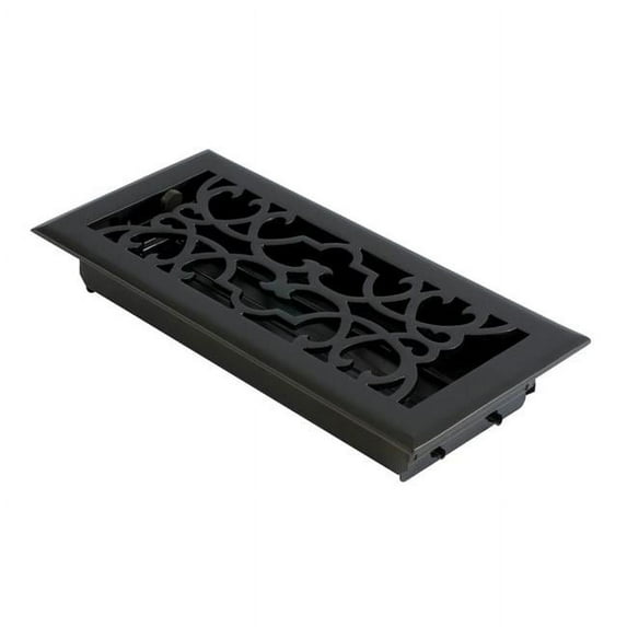 4 x 12 in. Victorian Register with Damper Weathered Black