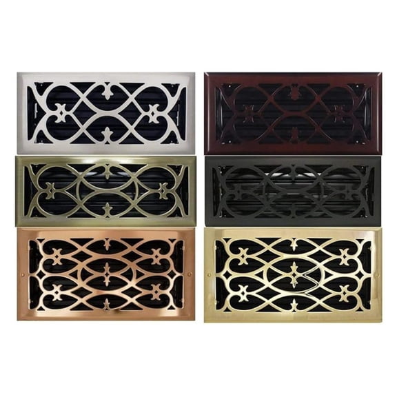 4" x 14" (5.25" x 15.25" Overall Size) Brushed Victorian Register with Damper (HVAC Vent Cover)