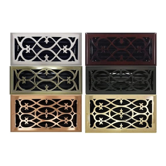 4" x 14" (5.25" x 15.25" Overall Size) Copper Victorian Register with Damper (HVAC Vent Cover)