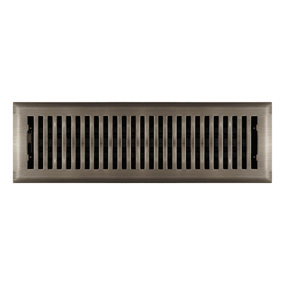 4" x 14" Antique Brass Contemporary Style Floor Register - Decorative Vent Cover