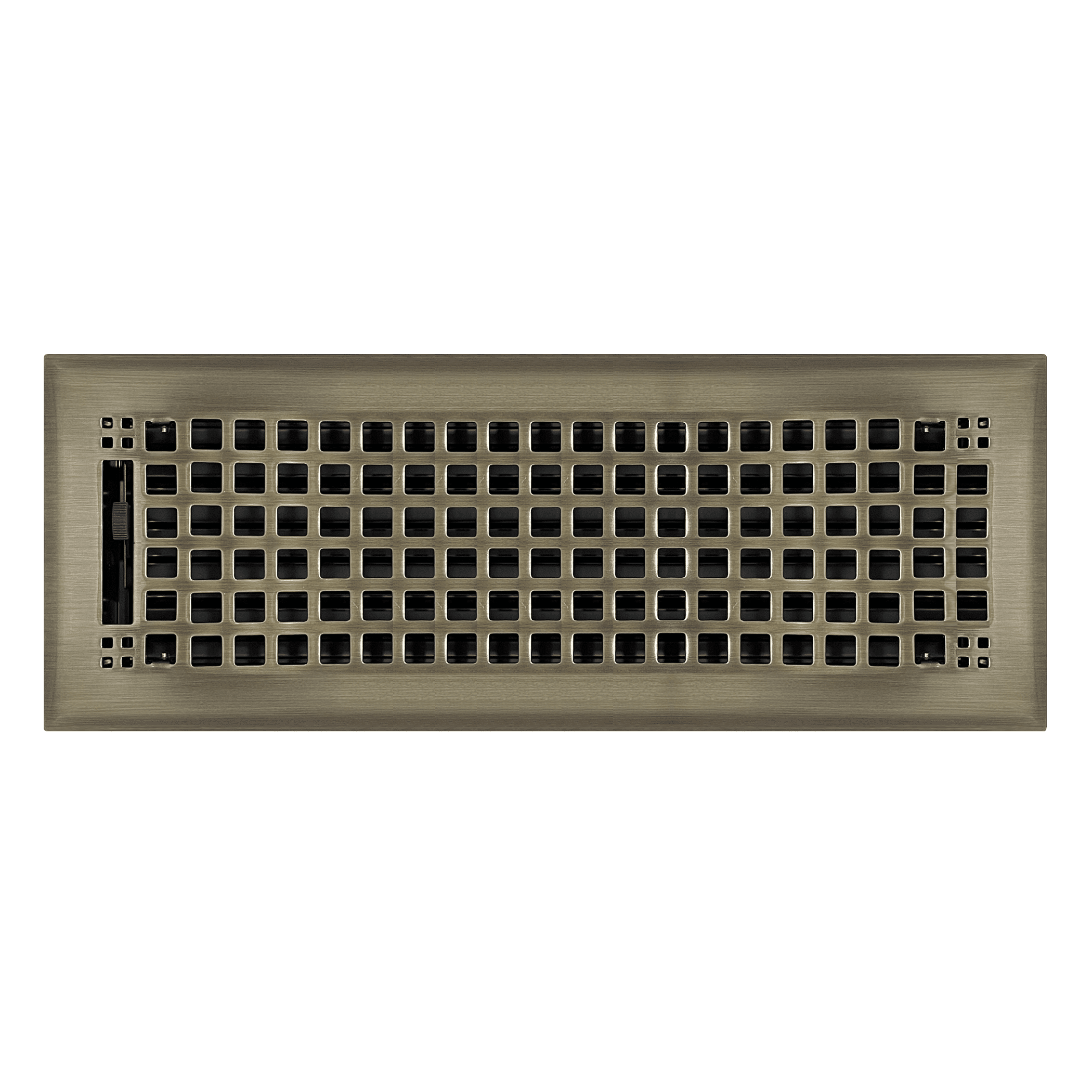 4" x 14" Antique Brass Rockwell Style Floor Register - Decorative Vent Cover