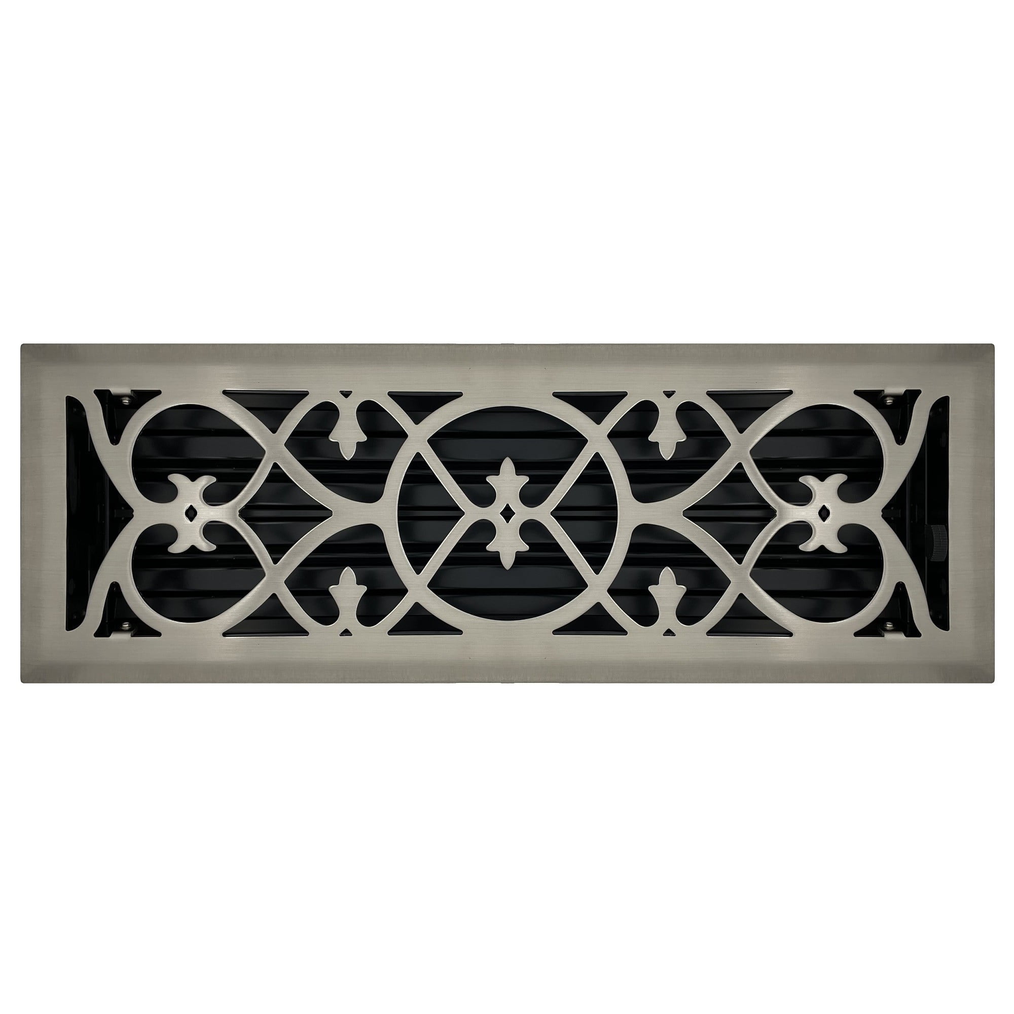 4" x 14" Brushed Nickel Victorian Style Floor Register - Decorative Vent Cover