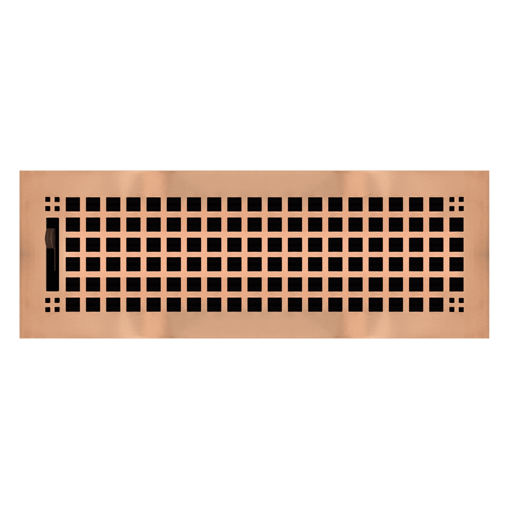 4" x 14" Copper Plated Rockwell Style Floor Register - Decorative Vent Cover