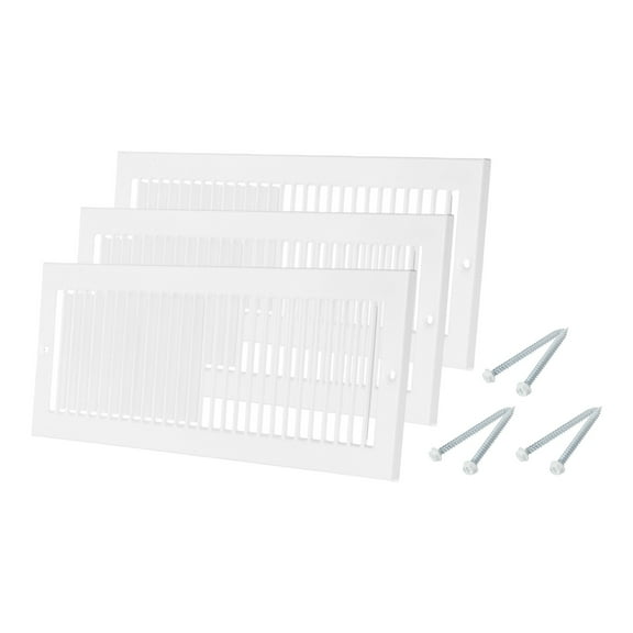 4" x 14" Duct Opening Vent Cover, 3 Pcs Toe Kick Vent Cover HVAC for Wall Floor, White-Outer Size: 5.4" x 15.4"