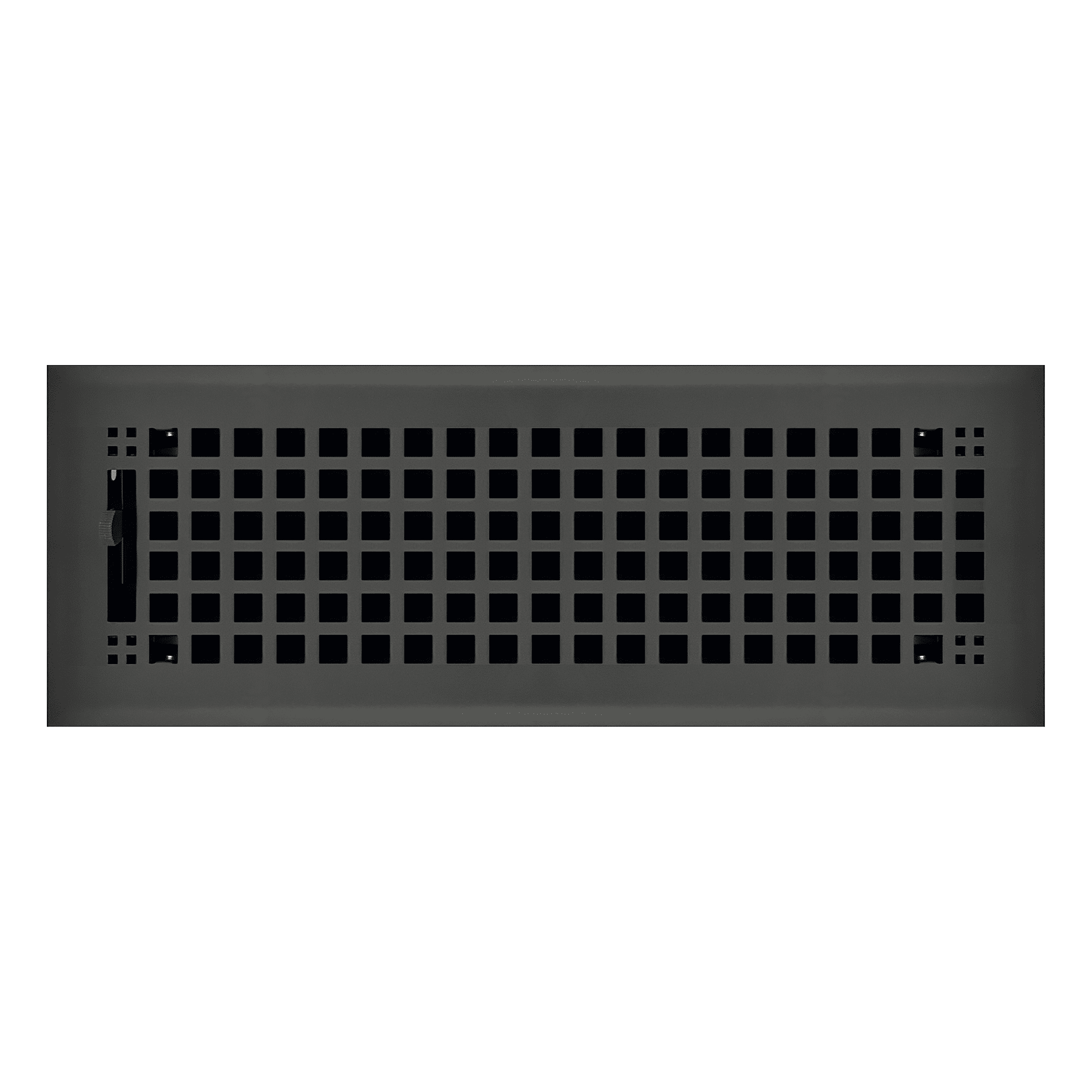 4" x 14" Flat Black Rockwell Style Floor Register - Decorative Vent Cover