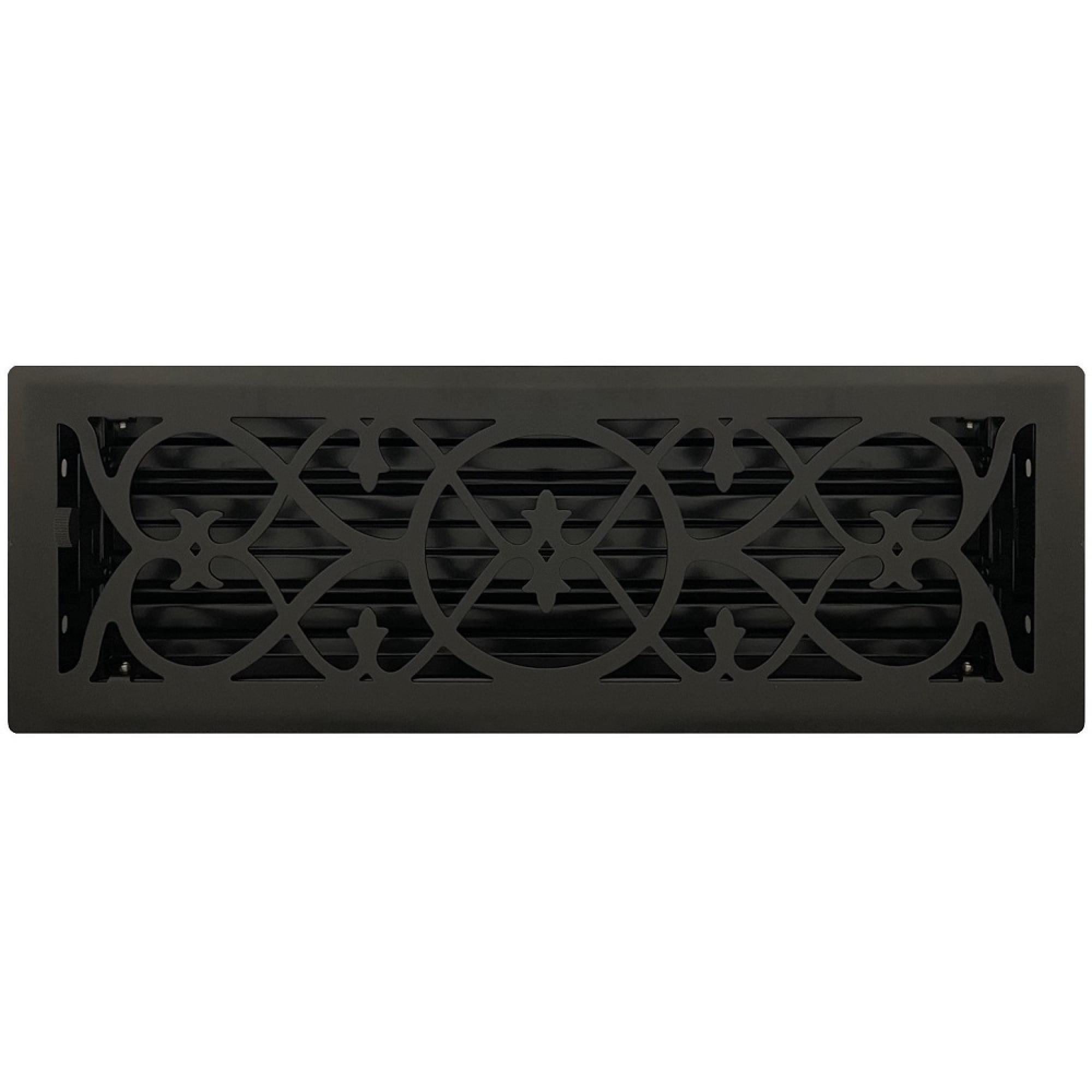 4" x 14" Flat Black Victorian Style Floor Register - Decorative Vent Cover