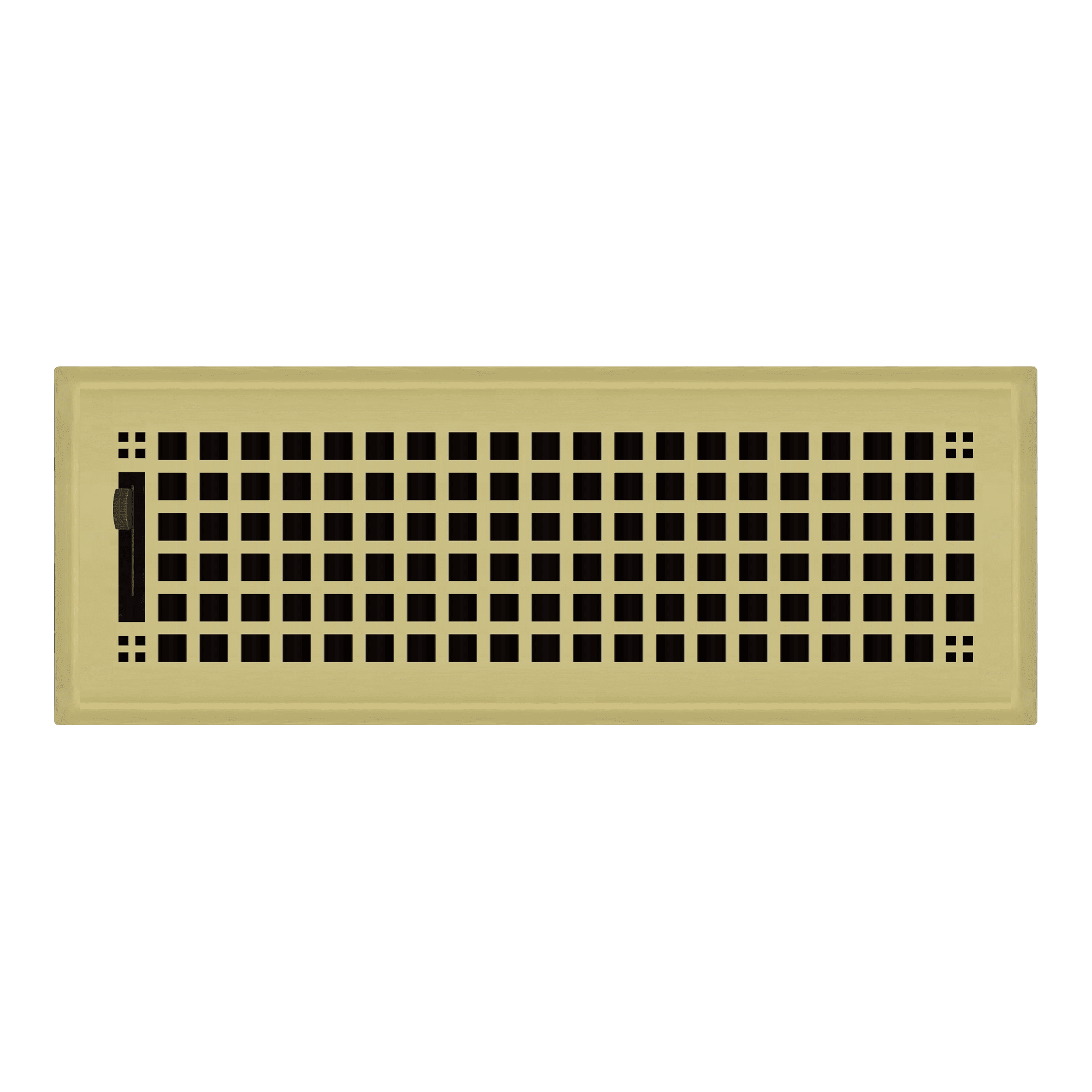 4" x 14" Polished Brass Rockwell Style Floor Register - Decorative Vent Cover