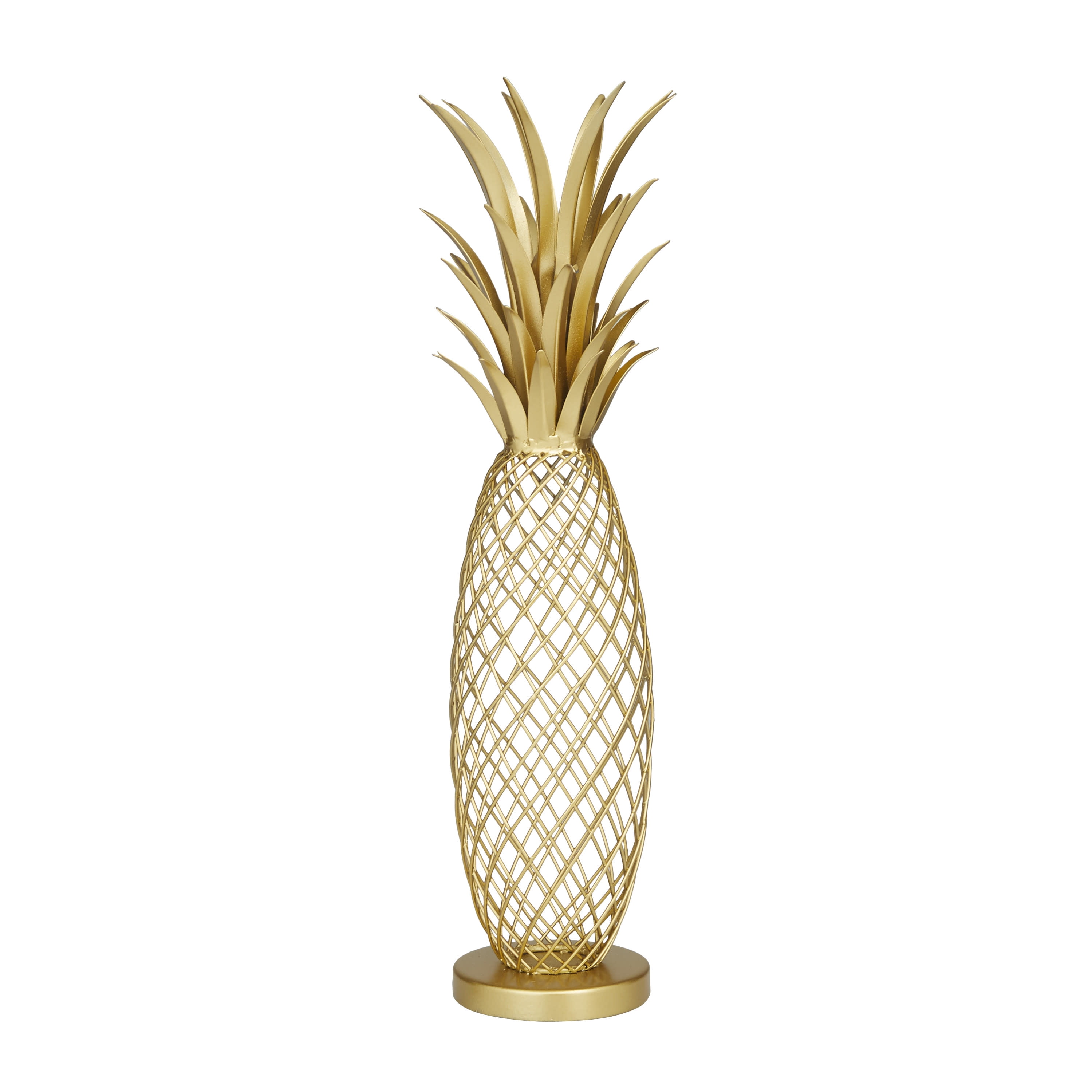 16" Gold Metal Pineapple Fruit Sculpture for Living Room