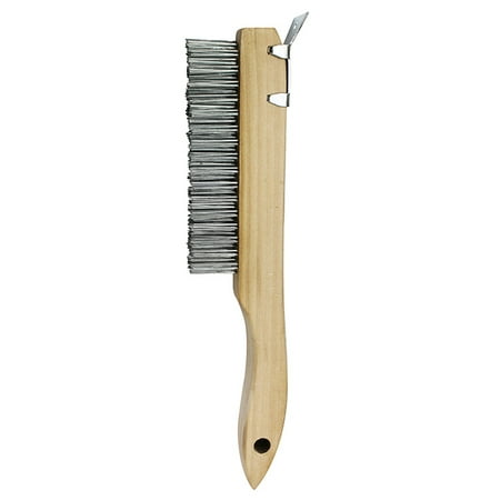 Premier Wood Shoe Handle Wire Brush With Metal Scraper