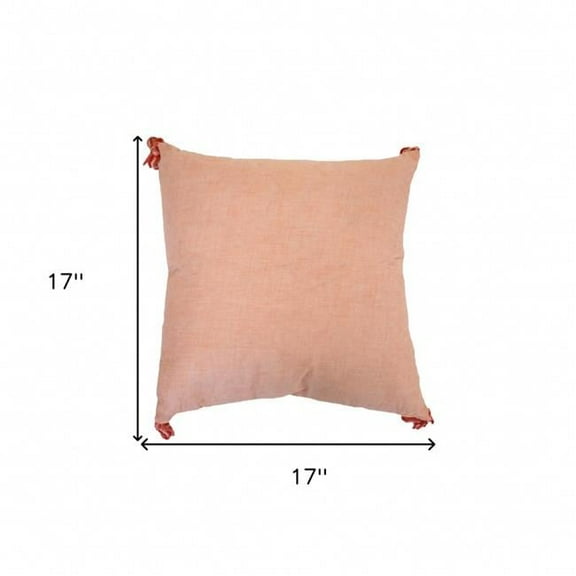 4 x 17 x 17 in. Coral & White Damask Zippered Polyester Throw Pillow with Tassels