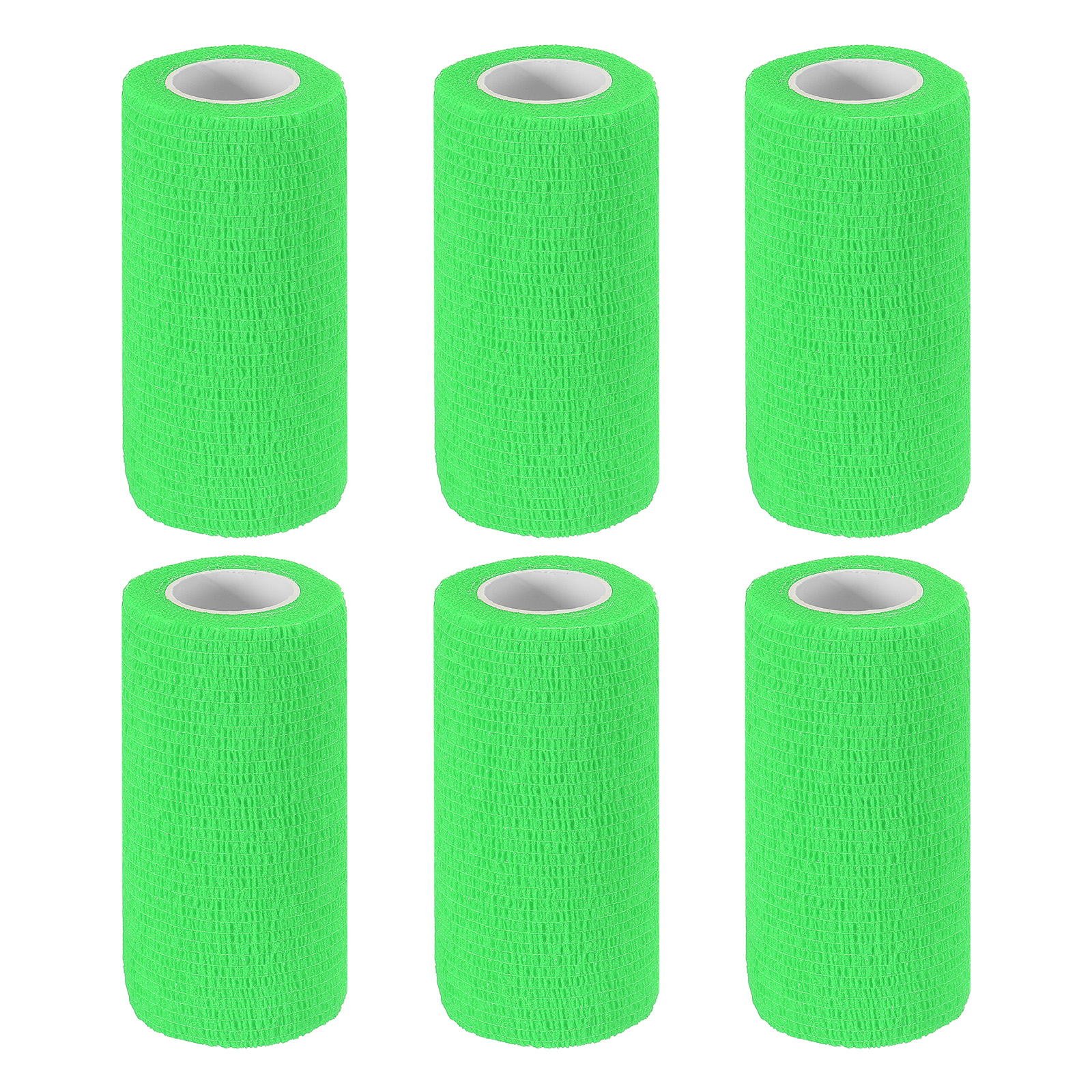 4" x 177" 6 Pcs Self Adhesive Bandage Wrap Elastic Self Tape Sport Bright Green