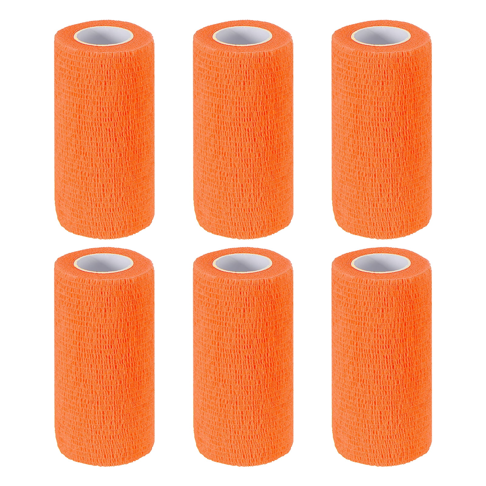4" x 177" 6 Pcs Self Adhesive Bandage Wrap Elastic Self Tape Sport Bright Orange