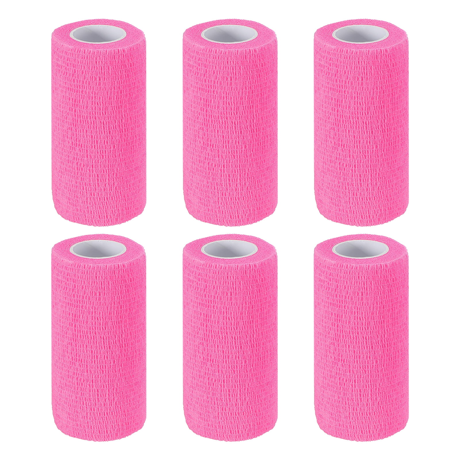 4" x 177" 6 Pcs Self Adhesive Bandage Wrap Elastic Self Tape Sport Bright Pink