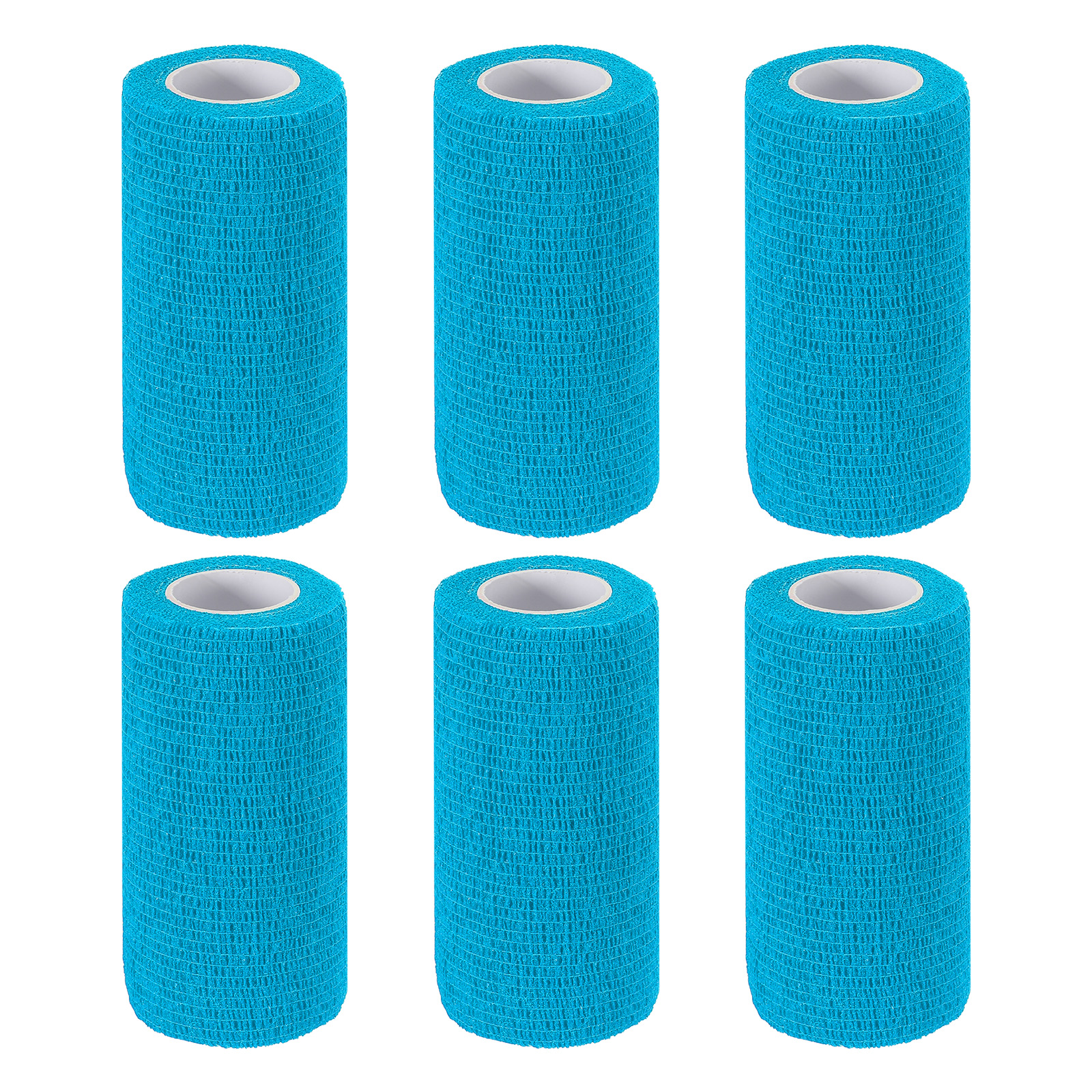 4" x 177" 6 Pcs Self Adhesive Bandage Wrap Elastic Self Tape Sport Light Blue