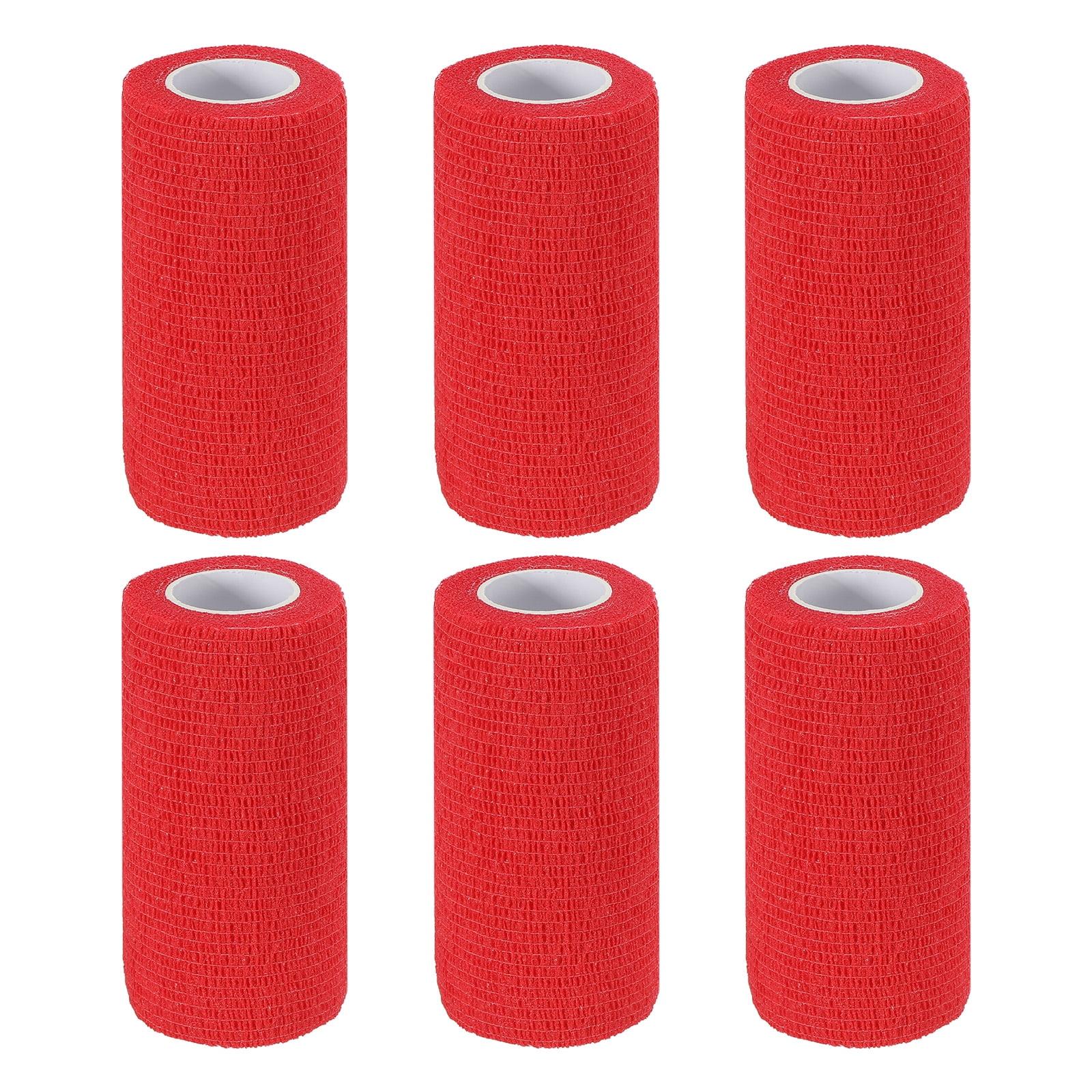 4" x 177" 6 Pcs Self Adhesive Bandage Wrap Elastic Self Tape Sport Red