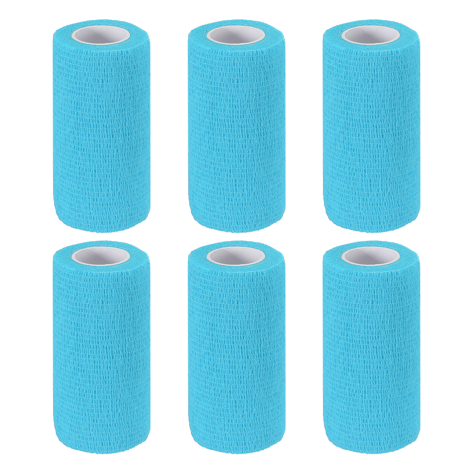 4" x 177" 6 Pcs Self Adhesive Bandage Wrap Elastic Self Tape Sport Sky Blue