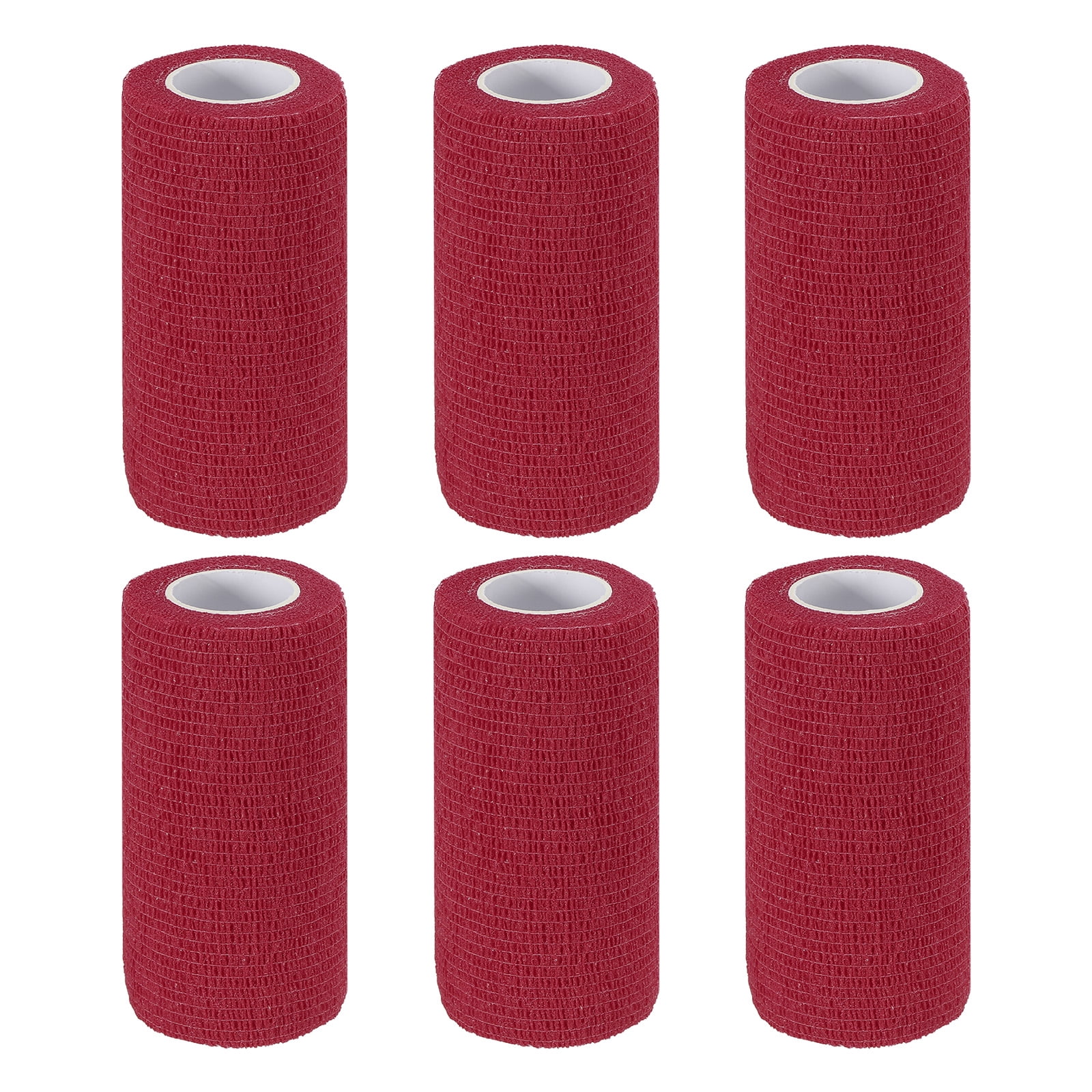 4" x 177" 6 Pcs Self Adhesive Bandage Wrap Elastic Self Tape Sport Wine Red