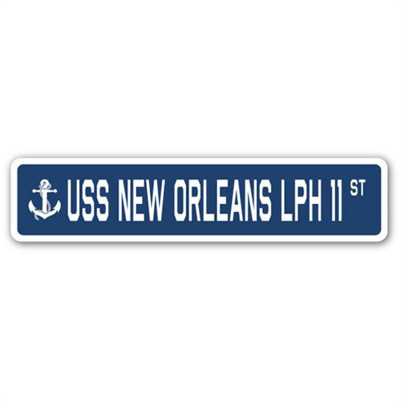 4 x 18 in. A-16 Street Sign - USS New Orleans LPH 11 - Walmart.com