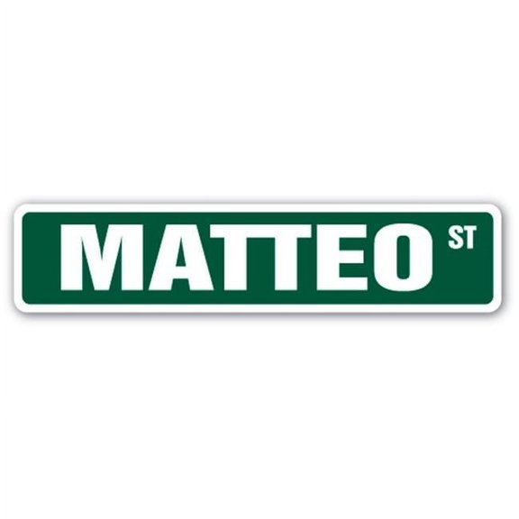 4 x 18 in. Childrens Name Room Street Sign - Matteo