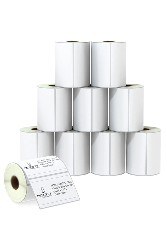 4" x 2.5" (102 mm x 64 mm) Shipping & Multipurpose Labels Compatible with Zebra & Rollo Label Printer,Premium Adhesive & Perforated [10 Rolls, 6200 Labels]