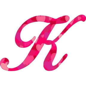 4 x 2.5 Hearted Cursive K Monogram Sticker Fancy Vinyl Vehicle Stickers