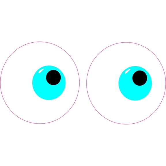 4 x 2 Blue Right Facing Goofy Eyes Funny Sticker Vinyl Sticker Cup Decal
