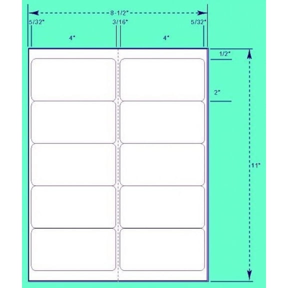 4 x 2 Labels Shipping Labels - 10 Labels per Sheet - 100 Sheets Per Pack.