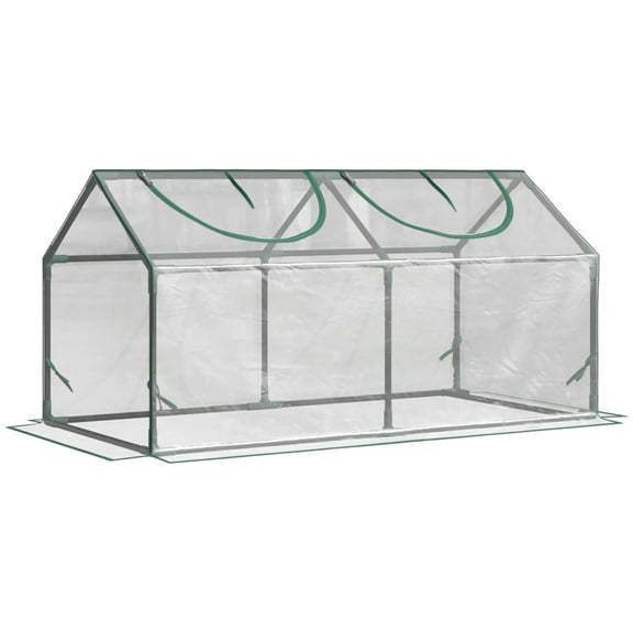 4' x 2' x 2' Portable Mini Greenhouse, Small Green House with PVC Cover, Roll-up Zippered Windows for Indoor, Outdoor Garden, Clear