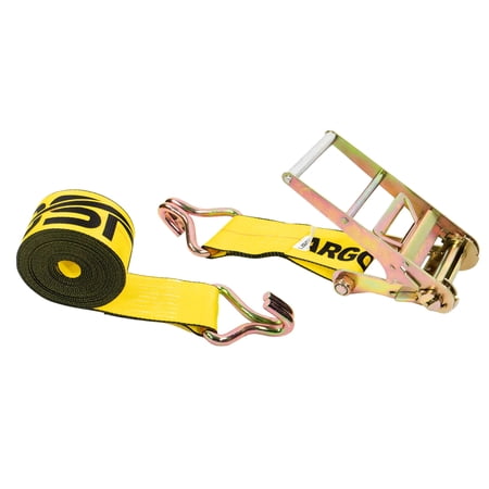 4" x 20' Yellow Ratchet Strap w/ Wire Hooks