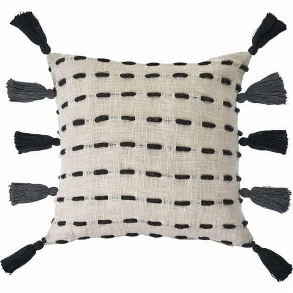 4 x 20 x 20 in. Black Geometric Zippered 100 Percent Cotton Throw Pillow - Set of 2