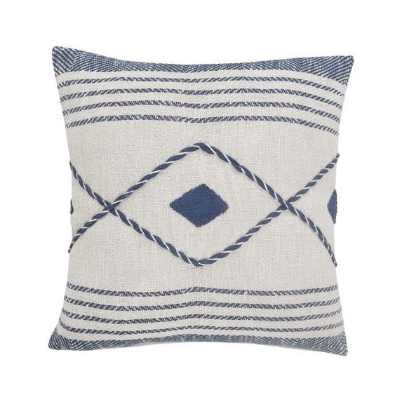 4 x 20 x 20 in. Blue Coastal Zippered 100 Percent Cotton Throw Pillow - Set of 2