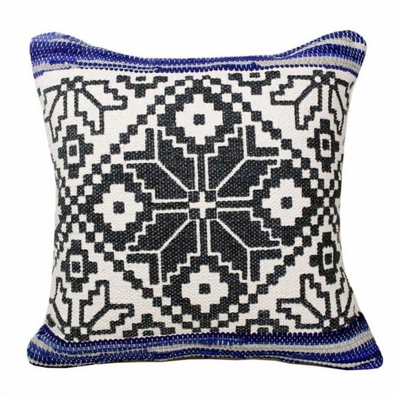 4 x 20 x 20 in. Blue Geometric Zippered 100 Percent Cotton Throw Pillow - Set of 2