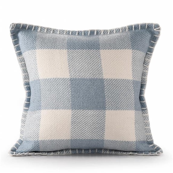 4 x 20 x 20 in. Blue Plaid Zippered Polyester Throw Pillow - Set of 2