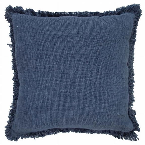 4 x 20 x 20 in. Blue Solid Color Zippered 100 Percent Cotton Throw Pillow - Set of 2