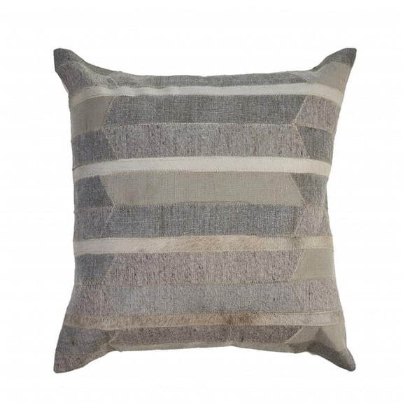 4 x 20 x 20 in. Gray Striped Zippered 100 Percent Wool Throw Pillow - Set of 2
