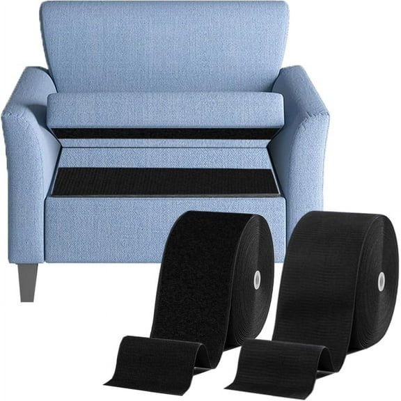 4'' x 20Ft Large Hook and Loop Sheet Tape Fastener, Self Adhesive Heavy Duty Strips, Keep Couch Cushions from Sliding, Rug Gripper Tape & Pads