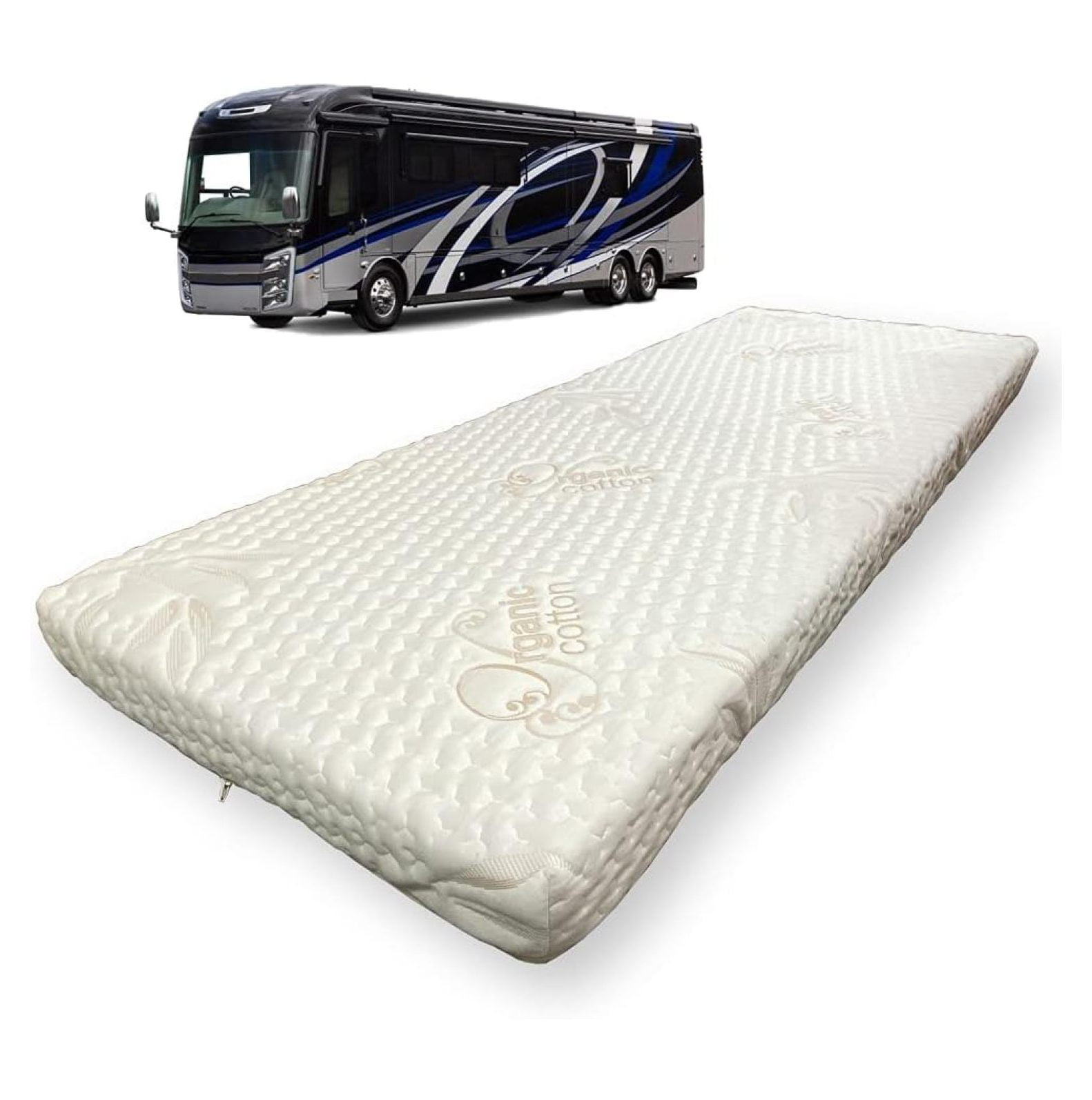 4" x 24" x 72" Gel Memory Foam Mattress for RV with Water Resistant Organic Cotton Cover, Firm High Density Foam Base, USA Made, Certified Foam