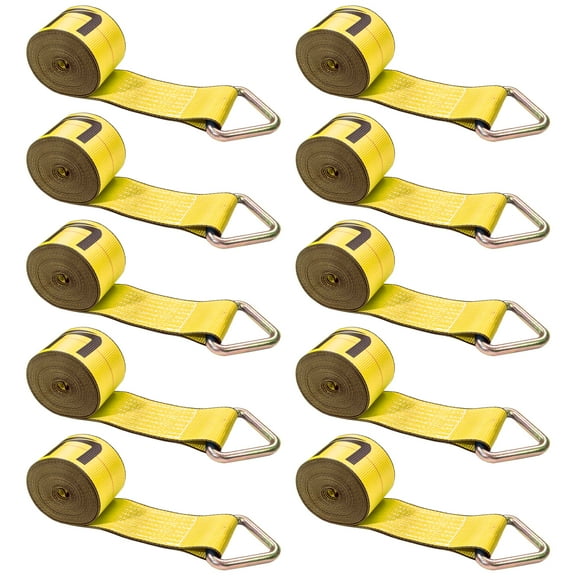 4" x 27' Winch Straps with D-Ring - 10 Pack