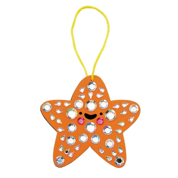 4" x 3 1/2" Disco Starfish Mosaic Rhinestone Ornament Craft Kit - Makes 12