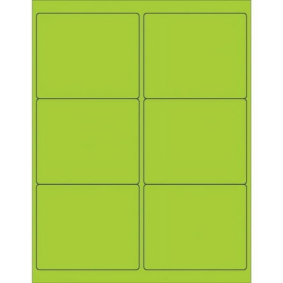 4" x 3 1/3" Fluorescent Green Rectangle Laser Labels - 600 Per Case