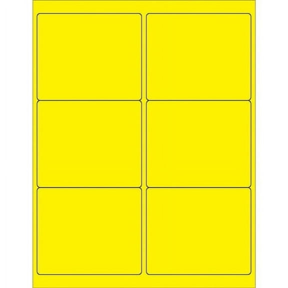 4" x 3 1/3" Fluorescent Yellow Rectangle Laser Labels - 600 Per Case