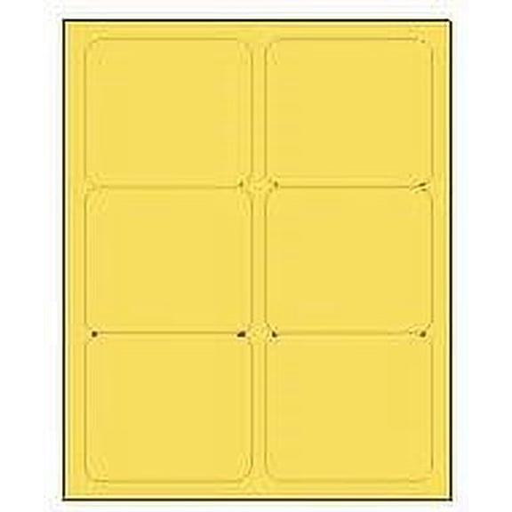 4" x 3 1/3" Pastel Yellow Labels for Laser / Inkjet Printers, 6 Labels Per Sheet (8.5" x 11") - Pack of 100 Sheets (600 Labels)
