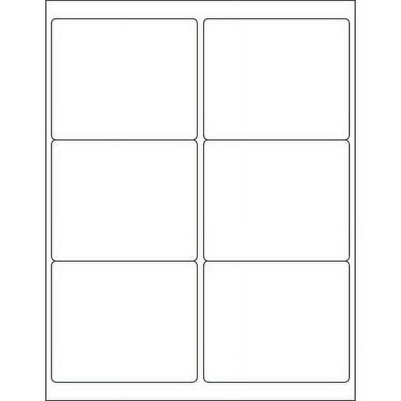 4" x 3 1/3" White Rectangle Laser Labels - 600 Per Case